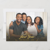 Moderne stijlvolle script Gelukkig Nieuwjaar Foto  Feestdagenkaart (Voorkant)