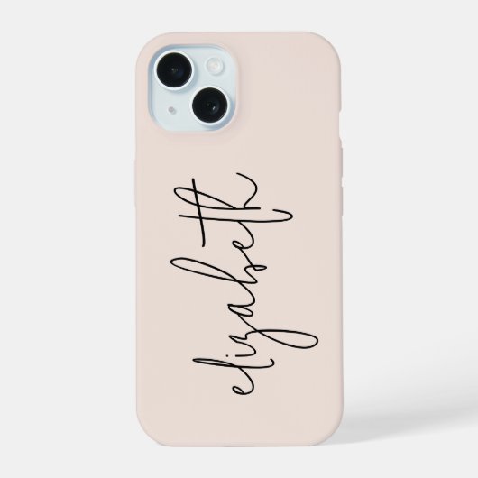 Moderne stijlvolle script roze rood iPhone 15 case (Achterkant)
