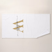 Moderne stijlvolle script witte gouden monogram na badhanddoek (Badhanddoek)
