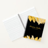 Moderne stijlvolle script zwarte gouden naamthema  notitieboek (Binnen)