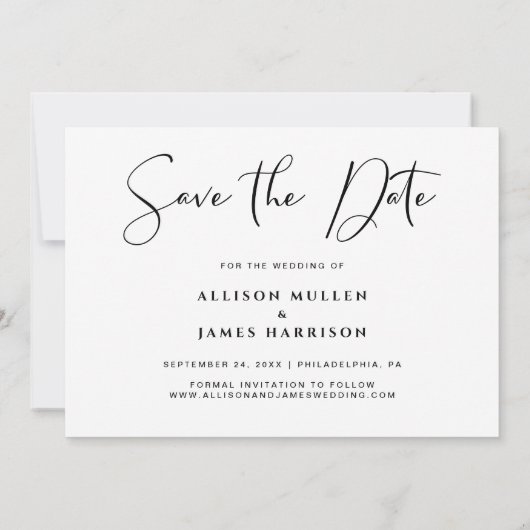 Moderne stijlvolle scriptfoto save the date (Achterkant)