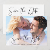 Moderne stijlvolle scriptfoto save the date (Voorkant / Achterkant)
