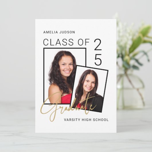 Moderne stijlvolle scriptklasse van 25 foto-Afstud Aankondiging (Staand voorkant)
