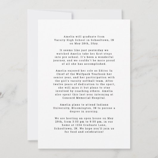 Moderne stijlvolle scriptklasse van 25 foto-Afstud Aankondiging (Achterkant)