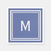 Moderne Stijlvolle Slate Blue Monogram Servet (Voorkant)