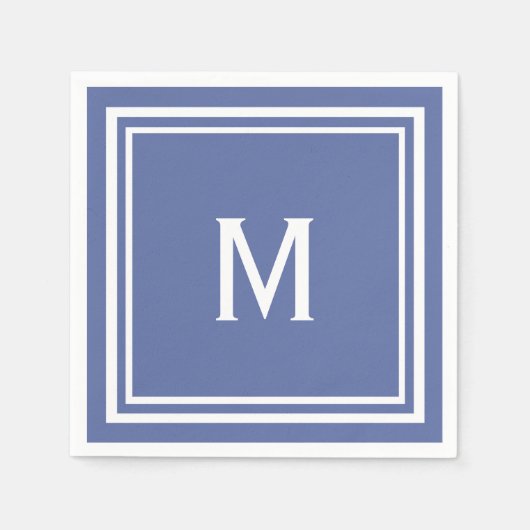 Moderne Stijlvolle Slate Blue Monogram Servet (Voorkant)