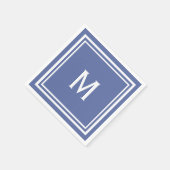 Moderne Stijlvolle Slate Blue Monogram Servet (Hoek)