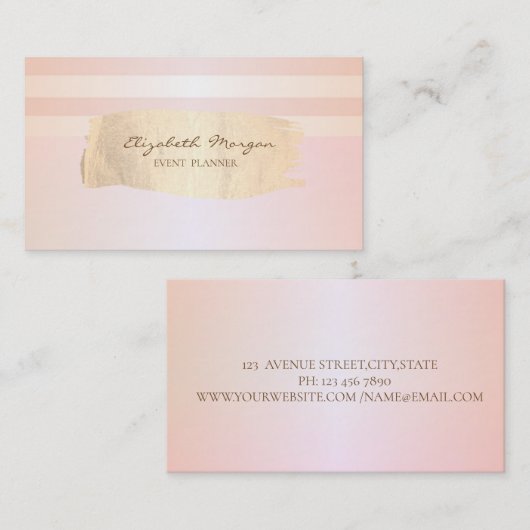 Moderne stijlvolle streep, goudpenseelstreek visitekaartje (Voorkant / Achterkant)