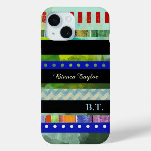 Moderne & Stijlvolle Strepen & Aangepaste Naam iPhone 15 Case