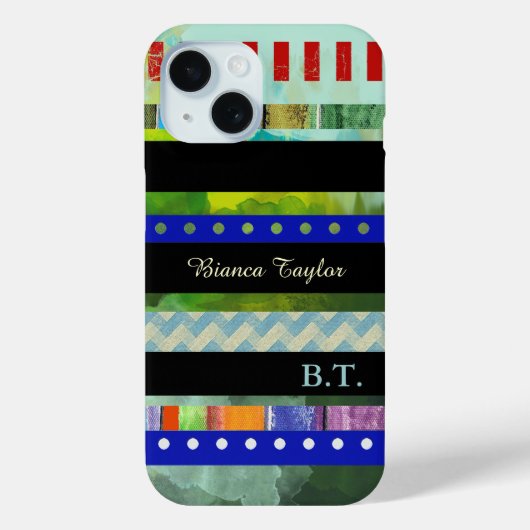 Moderne & Stijlvolle Strepen & Aangepaste Naam Case-Mate iPhone Case (Achterkant)