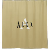 Moderne Stijlvolle Tan Monogrammed Naam + Initiaal Douchegordijn (Voorkant)