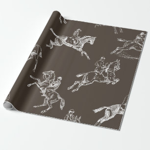 Moderne stijlvolle taupe witte paardrijtoile cadeaupapier