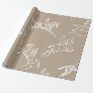 Moderne stijlvolle taupe witte paardrijtoile cadeaupapier