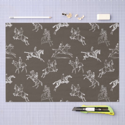 Moderne stijlvolle taupe witte paardrijtoile tissuepapier (Craft)