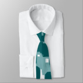 Moderne Stijlvolle Teal Abstract Patroon Stropdas (Gebonden)