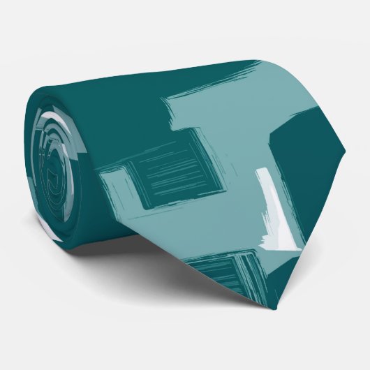 Moderne Stijlvolle Teal Abstract Patroon Stropdas (Opgerold)