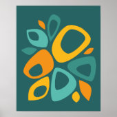 Moderne Stijlvolle Teal Goudsbloem Mosterd Abstrac Poster (Voorkant)