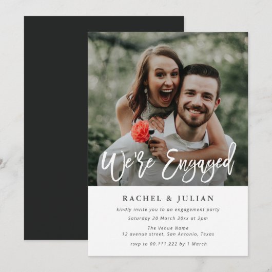 moderne, stijlvolle tekstfotoverlofpartij kaart (Voorkant / Achterkant)