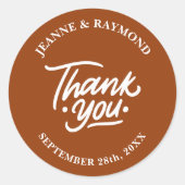 Moderne stijlvolle terracotta dank u bruiloft guns ronde sticker (Voorkant)