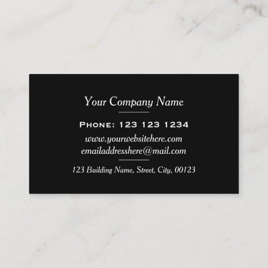 Moderne stijlvolle tinten zwart-wit visitekaartje (Achterkant)