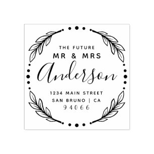 Moderne stijlvolle toekomst Mr & Mrs Retouradres Rubberstempel