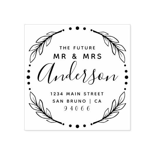 Moderne stijlvolle toekomst Mr & Mrs Retouradres Rubberstempel (Afrduk)