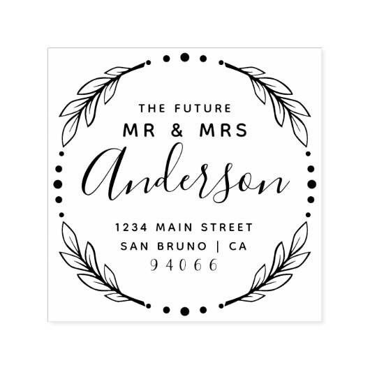 Moderne stijlvolle toekomst Mr & Mrs Retouradres Zelfinktende Stempel (Design)