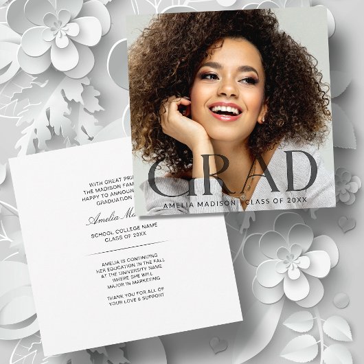 Moderne, stijlvolle, transparante tekstfoto Afstud Aankondiging