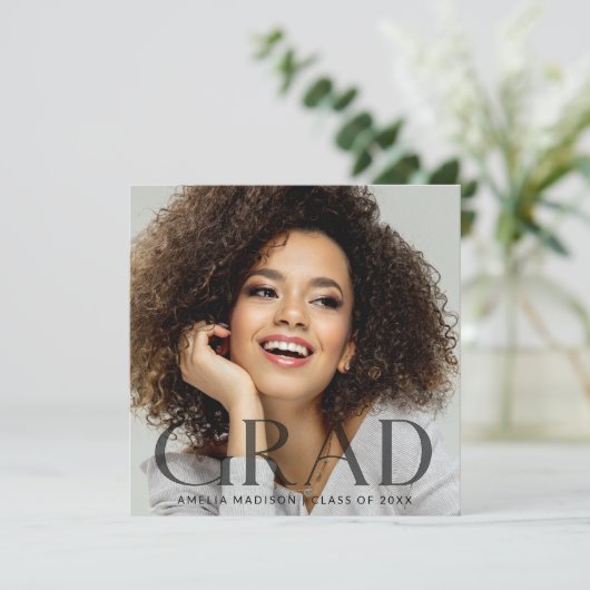 Moderne, stijlvolle, transparante tekstfoto Afstud Aankondiging (Staand voorkant)