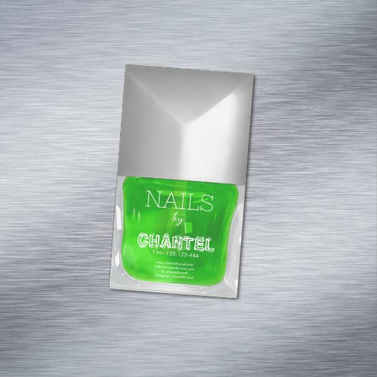 Moderne stijlvolle trendy groene nagellak chic magnetisch visitekaartje (Voorbeeld)