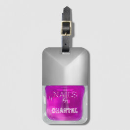 Moderne, stijlvolle trendy neon roze nagellak bagagelabel
