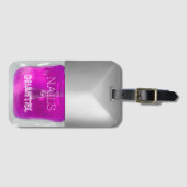 Moderne, stijlvolle trendy neon roze nagellak bagagelabel (Voorkant (horizontaal))