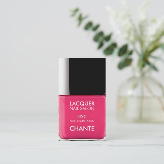 Moderne, stijlvolle trendy neon roze nagellak visitekaartje (Staand voorkant)
