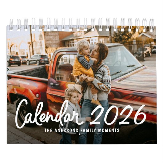 Moderne stijlvolle trendy script familie foto maan kalender (Hoes)