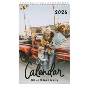 Moderne stijlvolle trendy script familie foto maan kalender