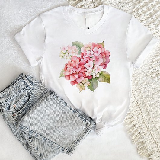Moderne stijlvolle trendy Waterverf hortensia bloe T-shirt