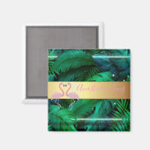 Moderne stijlvolle, tropische palmbladeren, roze f magneet (Voorkant / Achterkant)