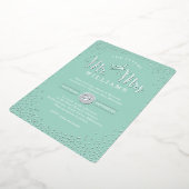 MODERNE STIJLVOLLE TROUW mini zilver confetti mint Folie Uitnodiging (Gedraaid)