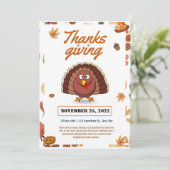 Moderne stijlvolle Turkije Thanksgiving uitnodigin Kaart (Staand voorkant)