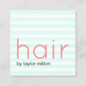 Moderne stijlvolle turquoise witte strepen pastelh vierkante visitekaartje (Voorkant)