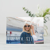 Moderne stijlvolle typografie Afstuderen foto Aankondiging (Staand voorkant)