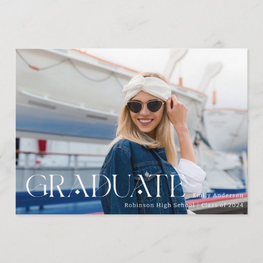 Moderne stijlvolle typografie Afstuderen foto Aankondiging (Voorkant)