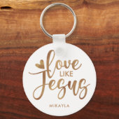 Moderne, stijlvolle Typografie als Jezus | Goud Sleutelhanger (Voorkant)