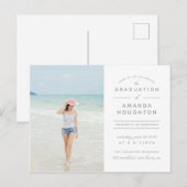 Moderne Stijlvolle Typografie Foto Afstudeerfeest Uitnodiging Briefkaart (Voorkant / Achterkant)