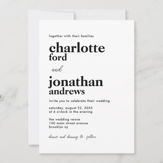 Moderne Stijlvolle Typografie QR Code Foto Bruilof Kaart (Voorkant)