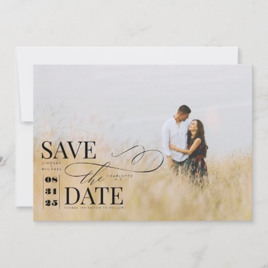 Moderne stijlvolle typografie Sparen de Foto van d Save The Date (Voorkant)