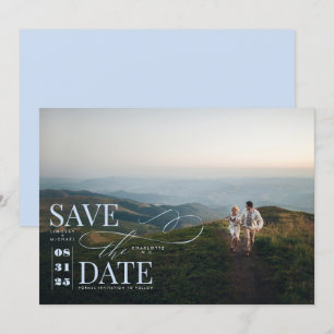 Moderne stijlvolle typografie Sparen de Foto van d Save The Date