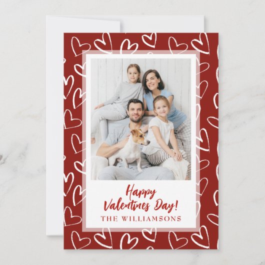 Moderne Stijlvolle Valentijnsdag Familiefoto Feestdagenkaart (Voorkant)