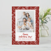 Moderne Stijlvolle Valentijnsdag Familiefoto Feestdagenkaart (Staand voorkant)