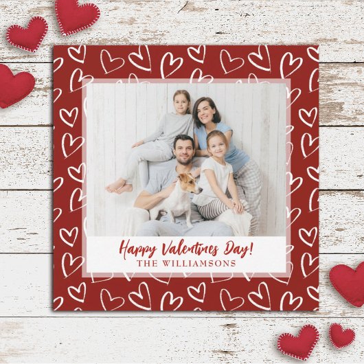 Moderne Stijlvolle Valentijnsdag Familiefoto Feestdagenkaart